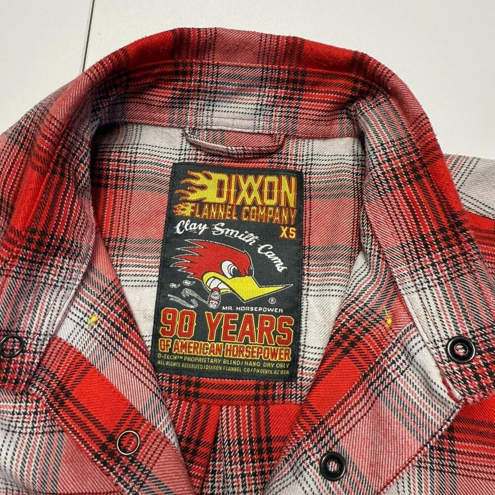 Dixxon Flannel Co Mr Horsepower Shirt Mens Xs 18.5x27 Red Long Sleeve Snap View 4